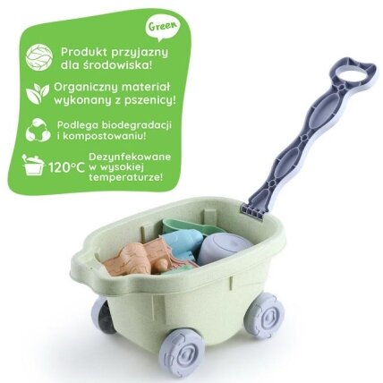 WOOPIE GREEN smėlio žaidimų rinkinys su vežimėliu 13 vnt. BIODEGRADUOJAMA ORGANINĖ MEDŽIAGA 2