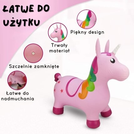WOOPIE guminis šokliukas šokinėjimui vienaragis rožinis + pompa 6 WOOPIE guminis šokliukas šokinėjimui vienaragis rožinis + pompa 6