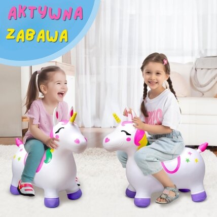 WOOPIE guminis šokliukas šokinėjimui Vienaragis Baltas + pompa 3