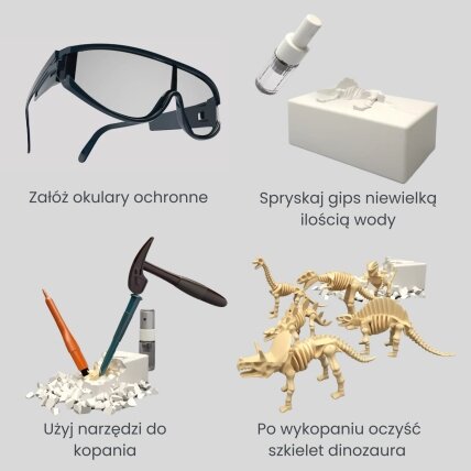 WOOPIE kasinėjimo rinkinys „Mažasis archeologas“ 6 dinozaurų skeletai 8