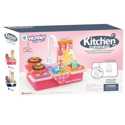 WOOPIE 2in1 kriauklė virtuvė vaikams rožinė 12