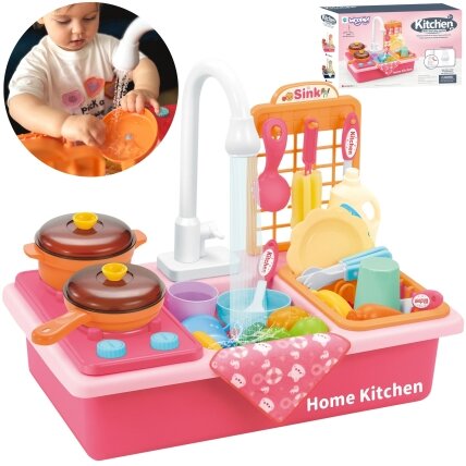 WOOPIE 2in1 kriauklė virtuvė vaikams rožinė WOOPIE 2in1 kriauklė virtuvė vaikams rožinė
