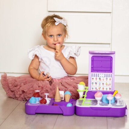 WOOPIE Nešiojamas ledų lagaminas 3in1 Virtuvė Parduotuvėlė Ledainė 62 el. 2