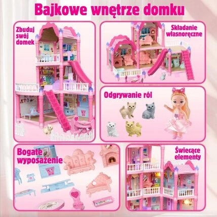 WOOPIE Lėlių namelis vila su priedais ir lėle, su apšvietimu, 296 el. 6 WOOPIE Lėlių namelis vila su priedais ir lėle, su apšvietimu, 296 el. 6