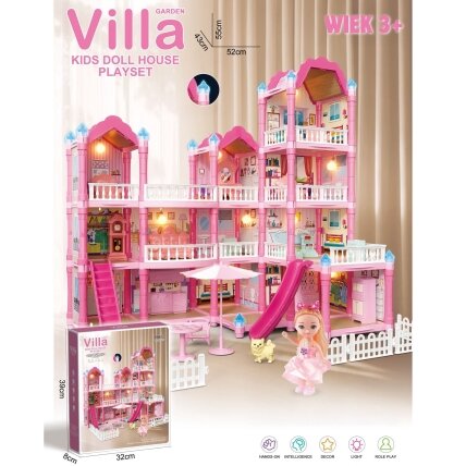WOOPIE Lėlių namelis vila su priedais ir lėle, su apšvietimu, 296 el. 8