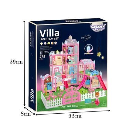 WOOPIE lėlių namelis Villa su aksesuarais ir lėle, su apšvietimu, 275 el. 4