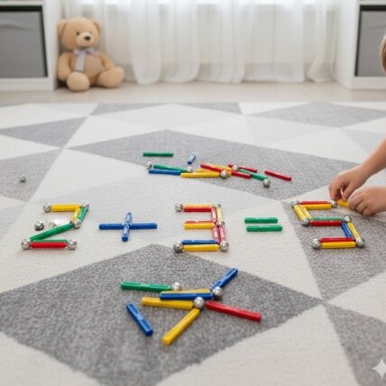 WOOPIE magnetinės konstrukcinės 3D kaladėlės 128 vnt. XXL 3