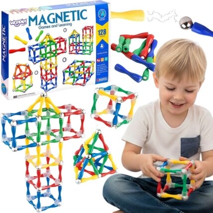 WOOPIE magnetinės konstrukcinės 3D kaladėlės 128 vnt. XXL WOOPIE magnetinės konstrukcinės 3D kaladėlės 128 vnt. XXL