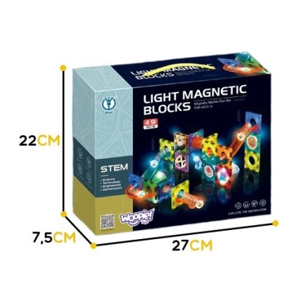 WOOPIE magnetinės kaladėlės Šviečiantis rutuliukų takelis 49 el. 20 WOOPIE magnetinės kaladėlės Šviečiantis rutuliukų takelis 49 el. 20