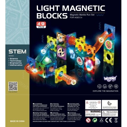 WOOPIE magnetinės kaladėlės Šviečiantis rutuliukų takelis 49 el. 21