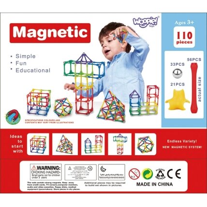 WOOPIE Magnetinės konstrukcinės kaladėlės Kūrybinė dėlionė 110 el. 14 WOOPIE Magnetinės konstrukcinės kaladėlės Kūrybinė dėlionė 110 el. 14