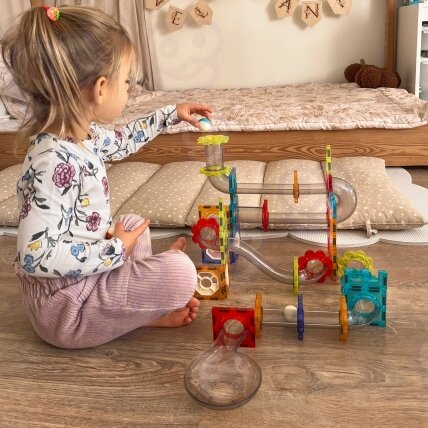 WOOPIE Magnetinės konstrukcinės 3D kaladėlės edukacinis rinkinys Kamuoliukų trasa Kulodromas 113 el. 1 WOOPIE Magnetinės konstrukcinės 3D kaladėlės edukacinis rinkinys Kamuoliukų trasa Kulodromas 113 el. 1