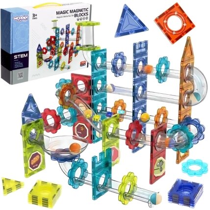 WOOPIE Magnetinės konstrukcinės 3D kaladėlės edukacinis rinkinys Kamuoliukų trasa Kulodromas 113 el. WOOPIE Magnetinės konstrukcinės 3D kaladėlės edukacinis rinkinys Kamuoliukų trasa Kulodromas 113 el.