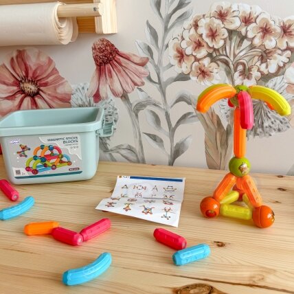 WOOPIE magnetinės konstrukcinės edukacinės kaladėlės 52 vnt. 4 WOOPIE magnetinės konstrukcinės edukacinės kaladėlės 52 vnt. 4