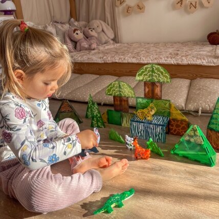 WOOPIE Magnetiniai konstrukciniai 3D kaladėlių edukacinis rinkinys Retieji gyvūnai 45 vnt. 2