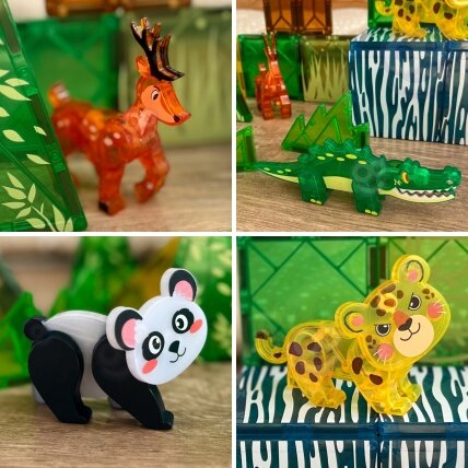 WOOPIE Magnetiniai konstrukciniai 3D kaladėlių edukacinis rinkinys Retieji gyvūnai 45 vnt. 1