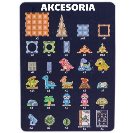 WOOPIE magnetinės konstrukcinės šviečiančios 3D kaladėlės Dinozaurų parkas 124 el. 10 WOOPIE magnetinės konstrukcinės šviečiančios 3D kaladėlės Dinozaurų parkas 124 el. 10