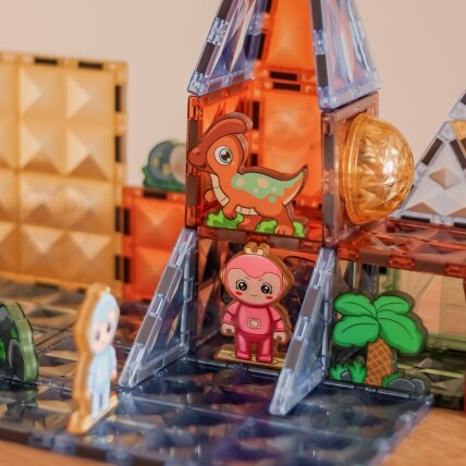 WOOPIE magnetinės konstrukcinės šviečiančios 3D kaladėlės Dinozaurų parkas 124 el. 4