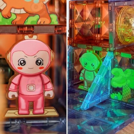 WOOPIE magnetinės konstrukcinės šviečiančios 3D kaladėlės Dinozaurų parkas 124 el. 7 WOOPIE magnetinės konstrukcinės šviečiančios 3D kaladėlės Dinozaurų parkas 124 el. 7