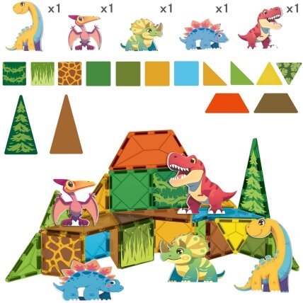 WOOPIE magnetiniai konstrukciniai blokeliai 7,5 cm Dino 30 vnt. 3