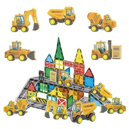 Woopie magnetinių kaladėlių rinkinys su statybinėmis transporto priemonėmis 4 Woopie magnetinių kaladėlių rinkinys su statybinėmis transporto priemonėmis 4
