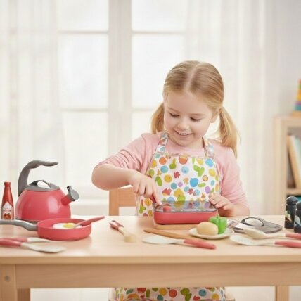 WOOPIE Mažojo virėjo rinkinys Indukcija Puodai Keptuvė Virdulys Rožinis 30 el. 3 WOOPIE Mažojo virėjo rinkinys Indukcija Puodai Keptuvė Virdulys Rožinis 30 el. 3