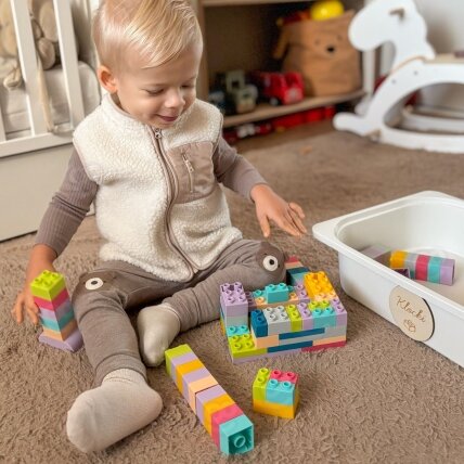 WOOPIE Soft Blocks kaladėlių rinkinys 99 elementų dėžutėje 1