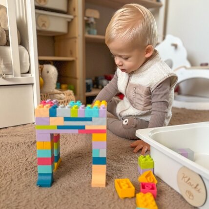 WOOPIE Soft Blocks kaladėlių rinkinys 99 elementų dėžutėje 2