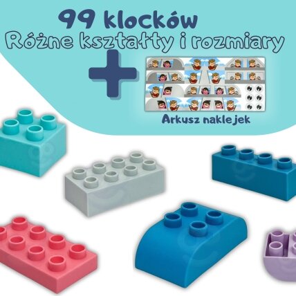 WOOPIE Soft Blocks kaladėlių rinkinys 99 elementų dėžutėje 7