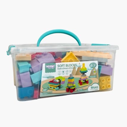 WOOPIE Soft Blocks kaladėlių rinkinys 99 elementų dėžutėje 9