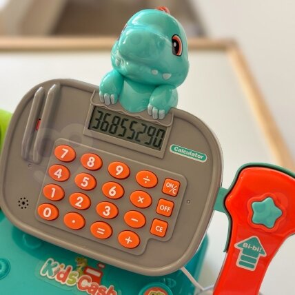WOOPIE Parduotuvės kasa su lentyna DINO mėlyna 3 WOOPIE Parduotuvės kasa su lentyna DINO mėlyna 3