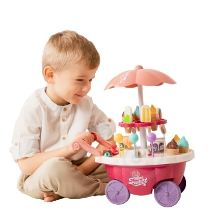 WOOPIE parduotuvė Food Truck konditerija vežimėlis stendas su ledais, saldumynais, garsas, šviesa + 36 vnt. 6 WOOPIE parduotuvė Food Truck konditerija vežimėlis stendas su ledais, saldumynais, garsas, šviesa + 36 vnt. 6