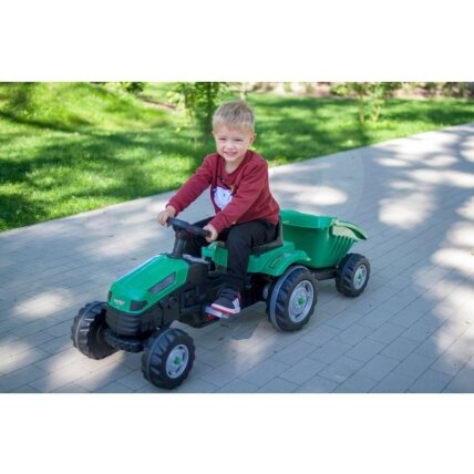 WOOPIE Pedalinis traktorius Farmer GoTrac MAXI su priekaba, tylūs ratai 14 WOOPIE Pedalinis traktorius Farmer GoTrac MAXI su priekaba, tylūs ratai 14