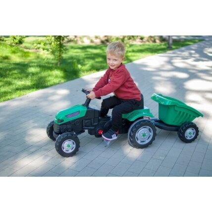 WOOPIE Pedalinis traktorius Farmer GoTrac MAXI su priekaba, tylūs ratai 15