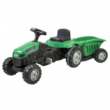WOOPIE Pedalinis traktorius Farmer GoTrac MAXI su priekaba, tylūs ratai 16 WOOPIE Pedalinis traktorius Farmer GoTrac MAXI su priekaba, tylūs ratai 16