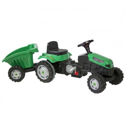 WOOPIE Pedalinis traktorius Farmer GoTrac MAXI su priekaba, tylūs ratai 18 WOOPIE Pedalinis traktorius Farmer GoTrac MAXI su priekaba, tylūs ratai 18