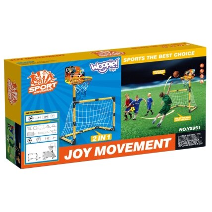 WOOPIE 2in1 rinkinys krepšinis Futbolo vartai + kamuoliai ir pompa 10