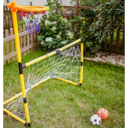 WOOPIE 2in1 rinkinys krepšinis Futbolo vartai + kamuoliai ir pompa 4