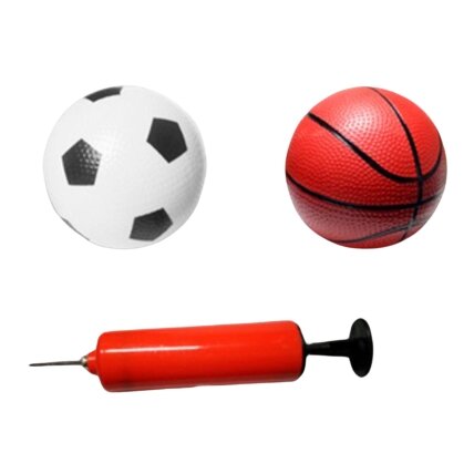 WOOPIE 2in1 rinkinys krepšinis Futbolo vartai + kamuoliai ir pompa 7