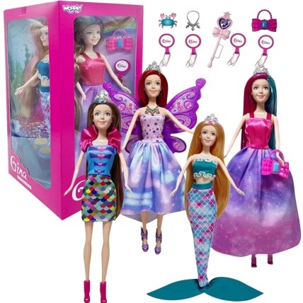 WOOPIE 4 magiškų princesių rinkinys – lėlių dėžutė 4in1 su priedais