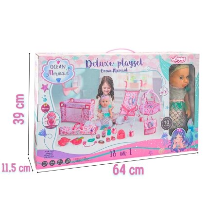 WOOPIE ROYAL kūdikio lėlė 36 cm Undinėlė interaktyvi XXL rinkinys Auklė 18in1 12