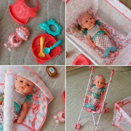 WOOPIE ROYAL kūdikio lėlė 36 cm Undinėlė interaktyvi XXL rinkinys Auklė 18in1 5