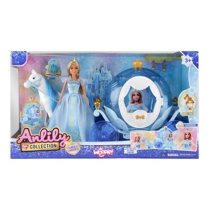 WOOPIE ROYAL Ledo princesės Lily lėlė ir stebuklingas vežimas karieta su priedais 5