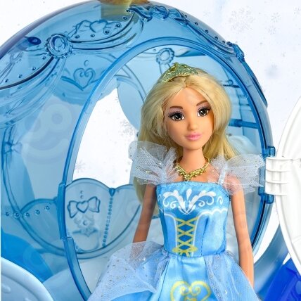 WOOPIE ROYAL Ledo princesės Lily lėlė ir stebuklingas vežimas karieta su priedais 7