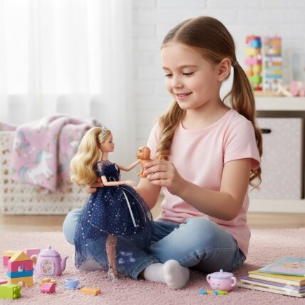 WOOPIE ROYAL Lėlė Emi su karūna ir juoda suknele, šuniukas 1 WOOPIE ROYAL Lėlė Emi su karūna ir juoda suknele, šuniukas 1
