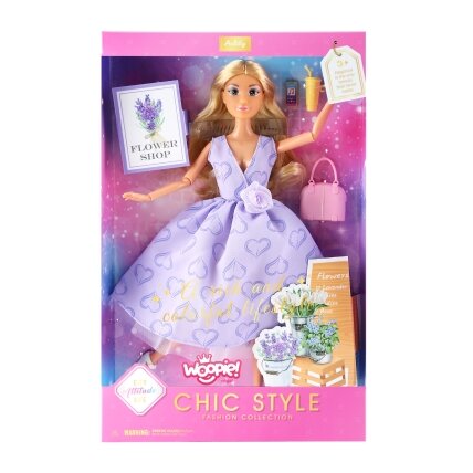 WOOPIE ROYAL Lėlė Lily Ilgi šviesūs plaukai 30 cm Levandų suknelė Aksesuarai 2 WOOPIE ROYAL Lėlė Lily Ilgi šviesūs plaukai 30 cm Levandų suknelė Aksesuarai 2