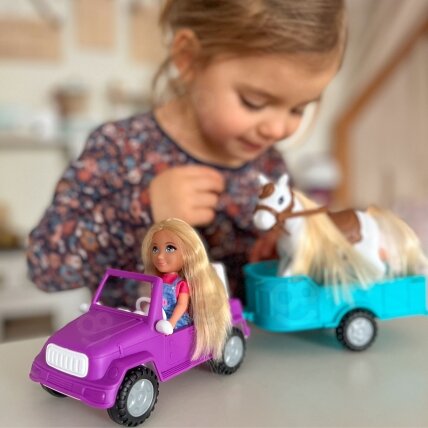 WOOPIE ROYAL Lėlė Niki rinkinys su arkliu, automobiliu ir priekaba 2