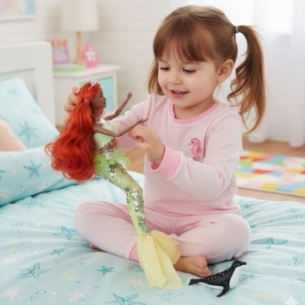 WOOPIE ROYAL lėlė undinėlė Emi Mermaid su foka 1 WOOPIE ROYAL lėlė undinėlė Emi Mermaid su foka 1