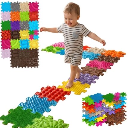 WOOPIE Sensorinis ortopedinis kilimėlis Royal Puzzle 26 vnt. + 4 maži