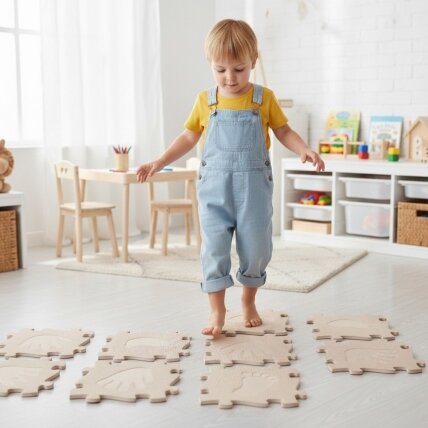 WOOPIE Sensorinis ortopedinis kilimėlis-puzzle Rankos ir kojos 16 vnt. - smėlio spalva 2